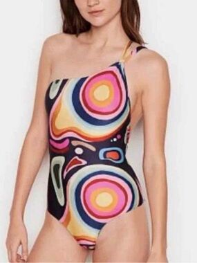 Triya Asymmetric small Printed One Piece Bathing Suit Multicolor swim women